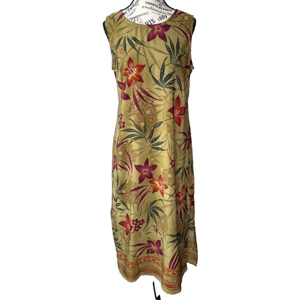 R&K Originals Women’s Maxi Dress Sleeveless 12P Tropical Print Hawaiian Vacation
